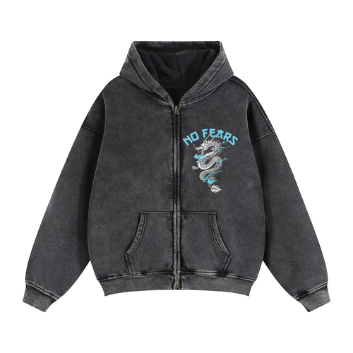Zip-Through Boxy Fleece Hoodie