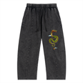 Snow Wash Drawstring Cotton Pants